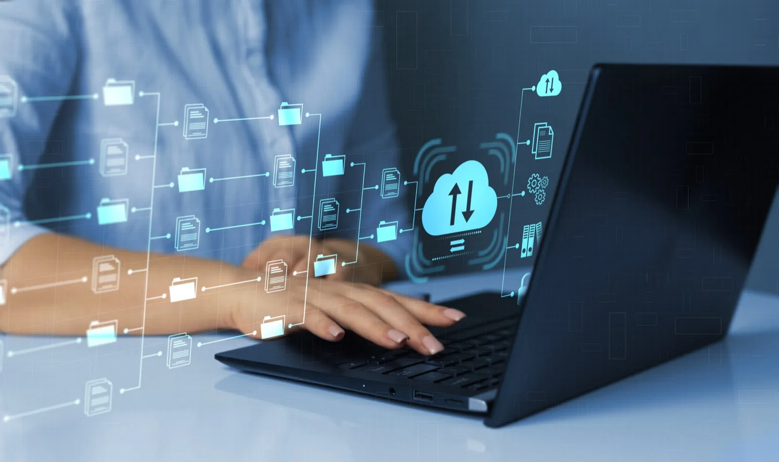 Files syncing to the cloud from a small business laptop