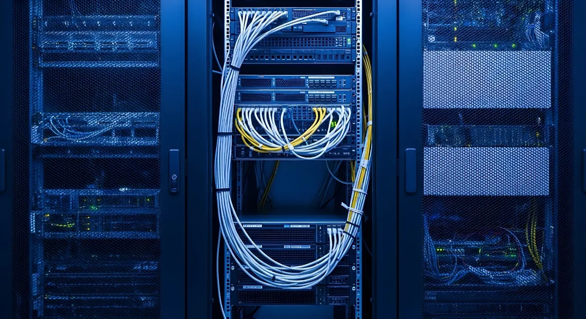 Clean structured network cabling inside a server rack